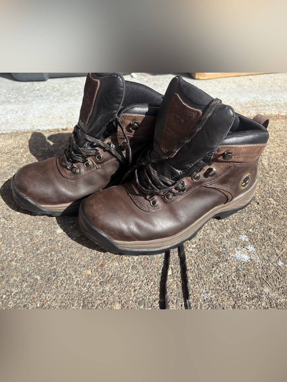 Timberland Brown and Black Leather Lace-Up Work Boots